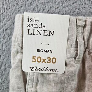 $89 NEW Caribbean Roundtree Linen Pants Men 50 x 30 Coastal‎ Comfort Beige